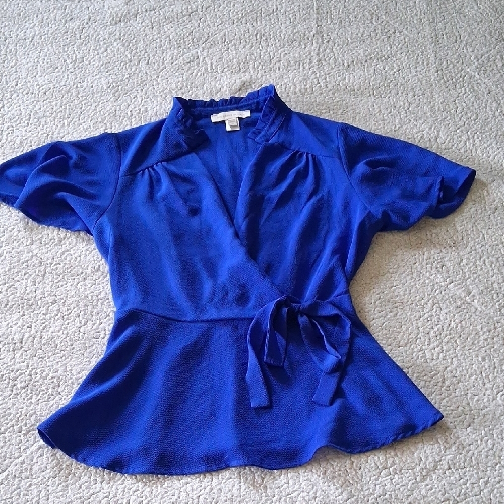 Monteau Vibrant Blue Wrap Blouse